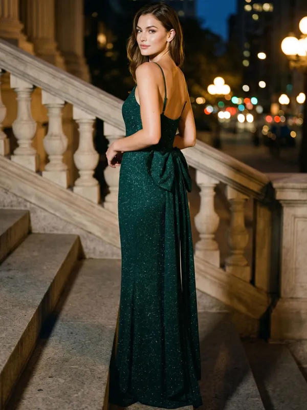 Textured Glitter Knit Gown made by Suzy Shier