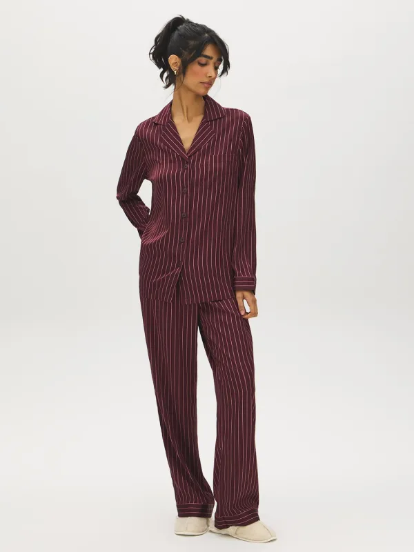 Striped Satin-Like Pajama Set made by Suzy Shier