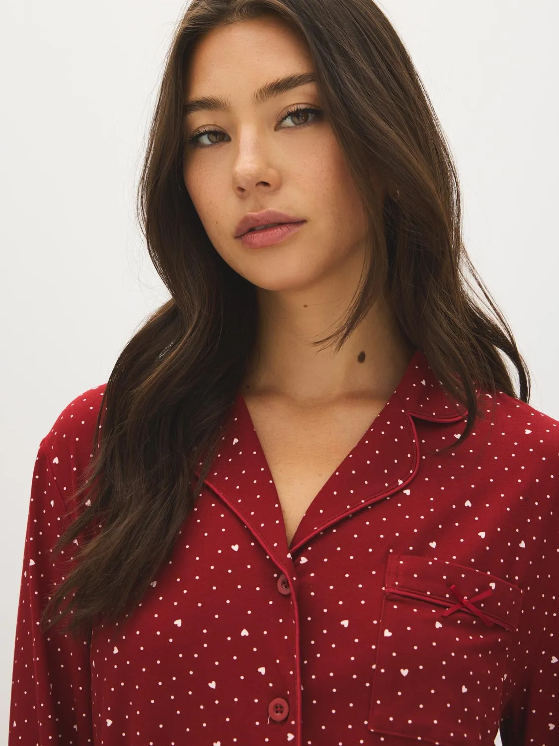 Dots & Hearts Print Pajama Set sold by Suzy Shier product image thumbnail 5