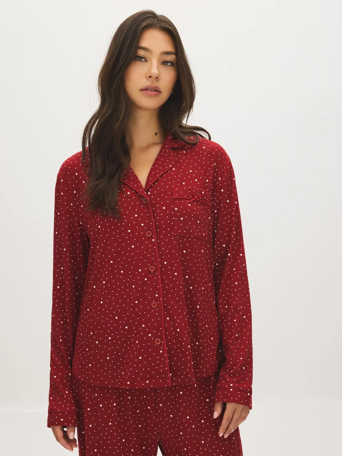 Dots & Hearts Print Pajama Set sold by Suzy Shier product image thumbnail 2