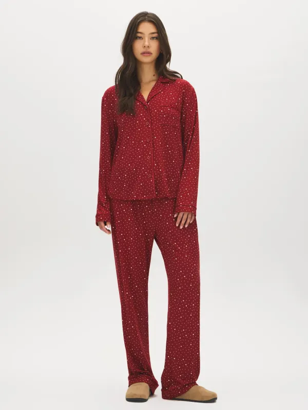 Dots & Hearts Print Pajama Set made by Suzy Shier