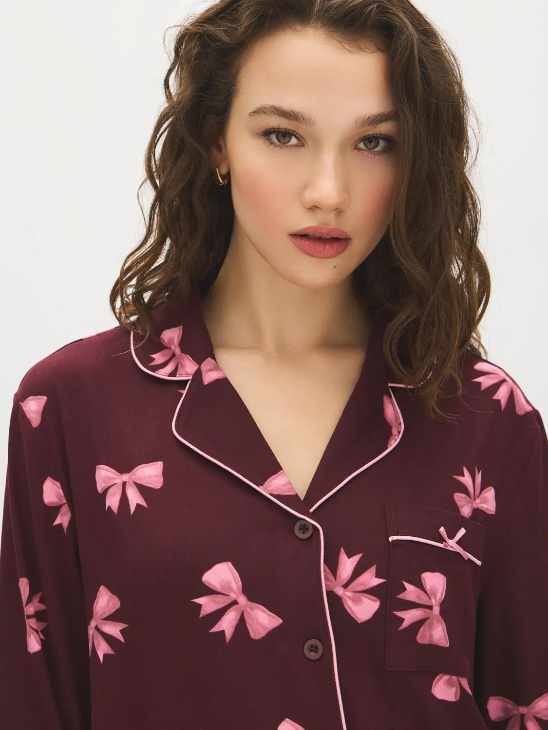 Bow Print Pajama Set sold by Suzy Shier product image thumbnail 5