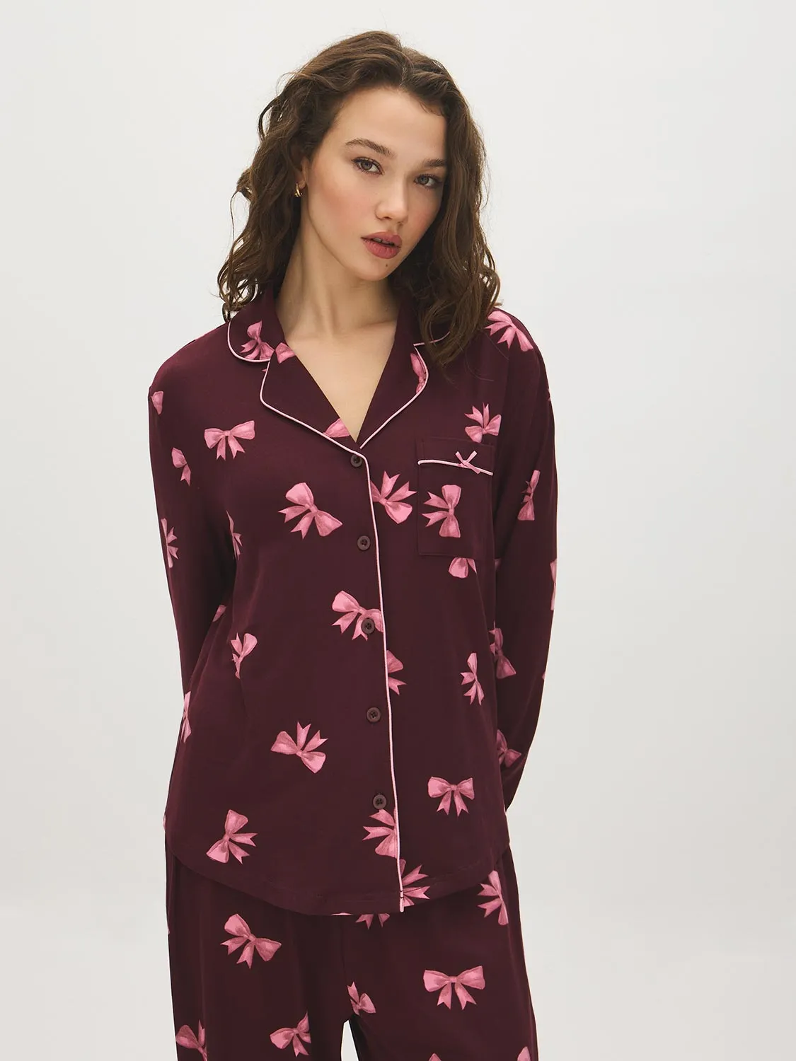 Bow Print Pajama Set sold by Suzy Shier product image thumbnail 2