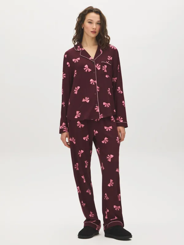 Bow Print Pajama Set made by Suzy Shier