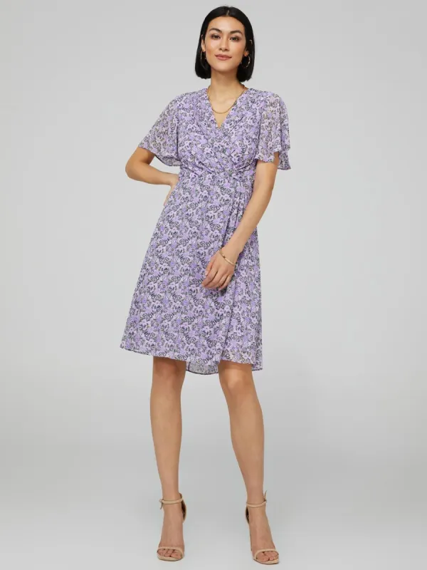 Printed Chiffon Crossover Skater Dress sold by Suzy Shier