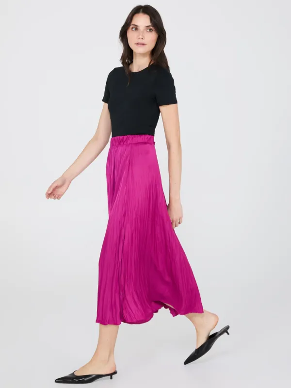 Broomstick Pleated Satin Skirt sold by Suzy Shier