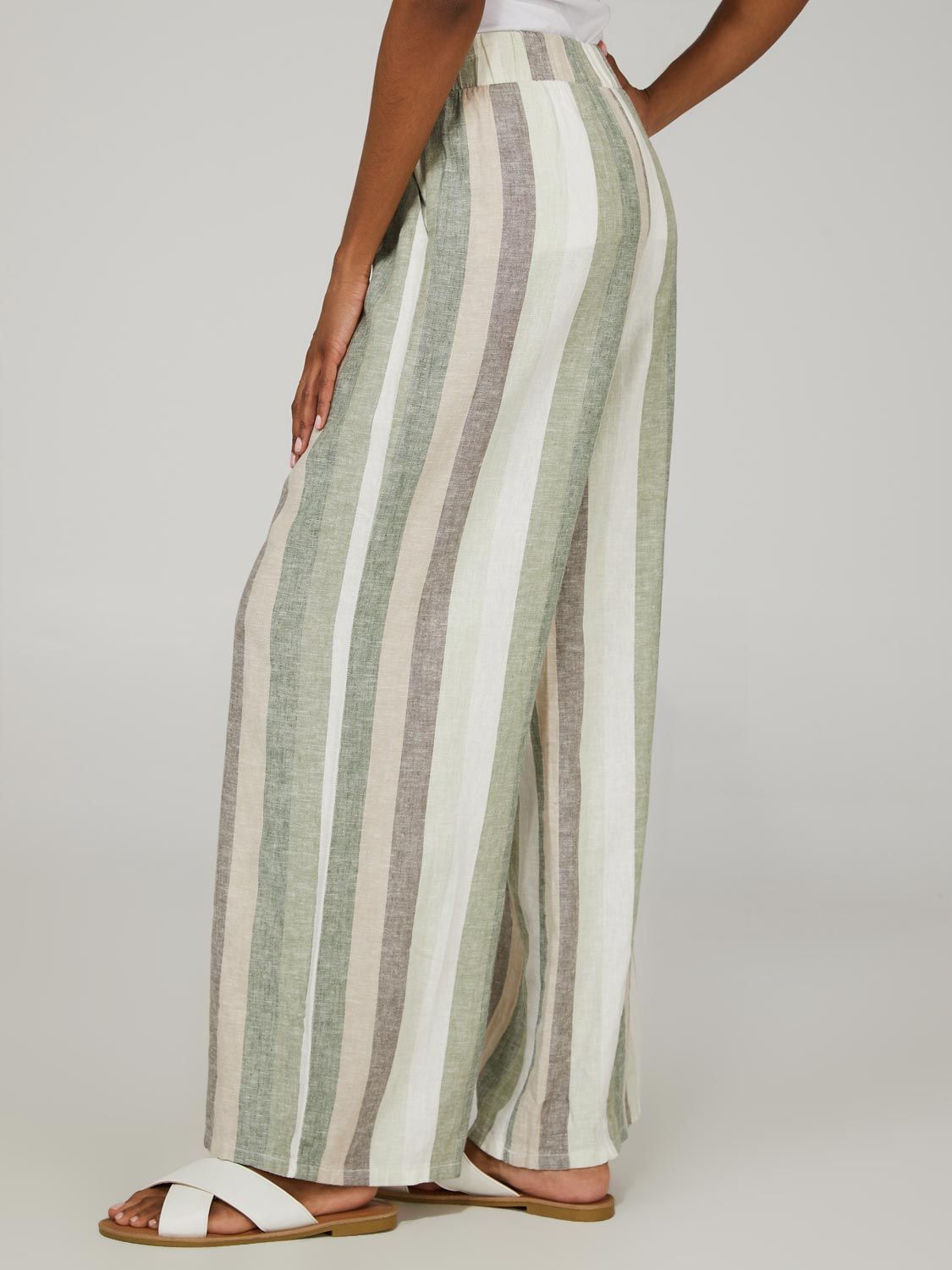 Striped Linen Pallazo Pants sold by Suzy Shier product image thumbnail 4