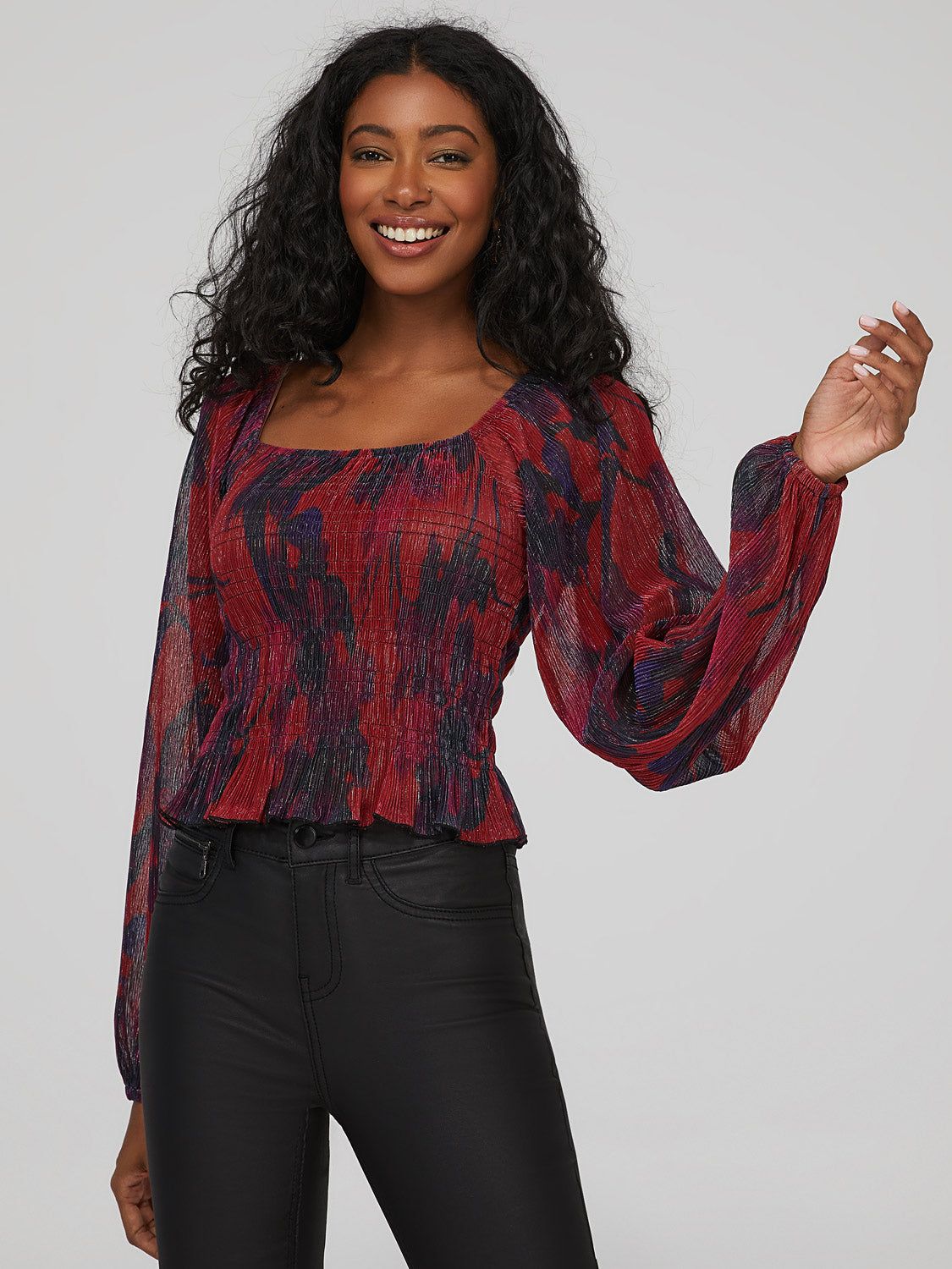 Printed Smocked Square Neck Top sold by Suzy Shier product image thumbnail 2