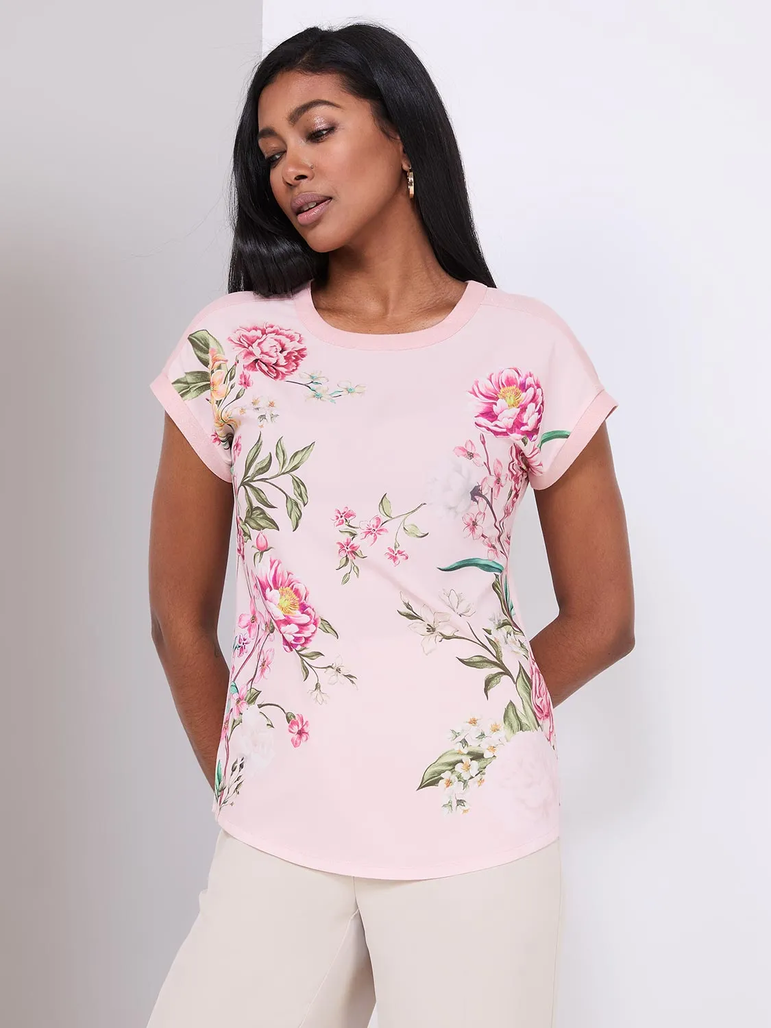Floral Print Top With Metallic Trim sold by Suzy Shier product image thumbnail 3