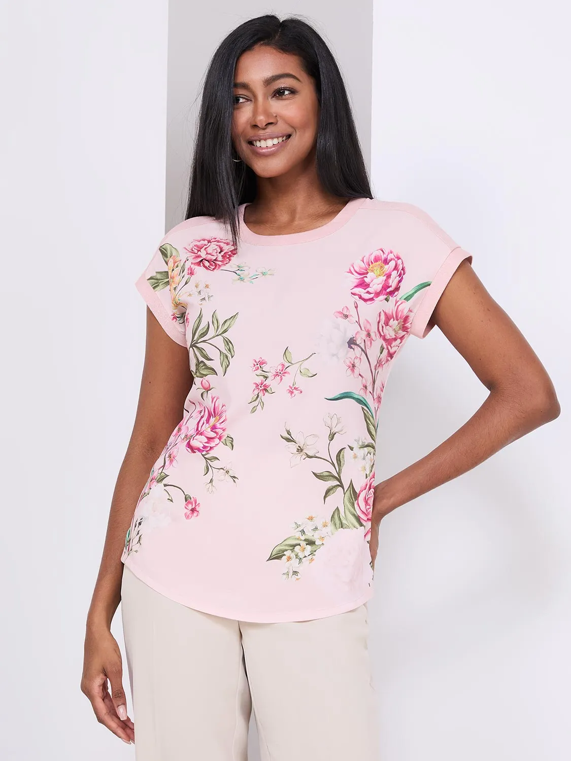 Floral Print Top With Metallic Trim sold by Suzy Shier