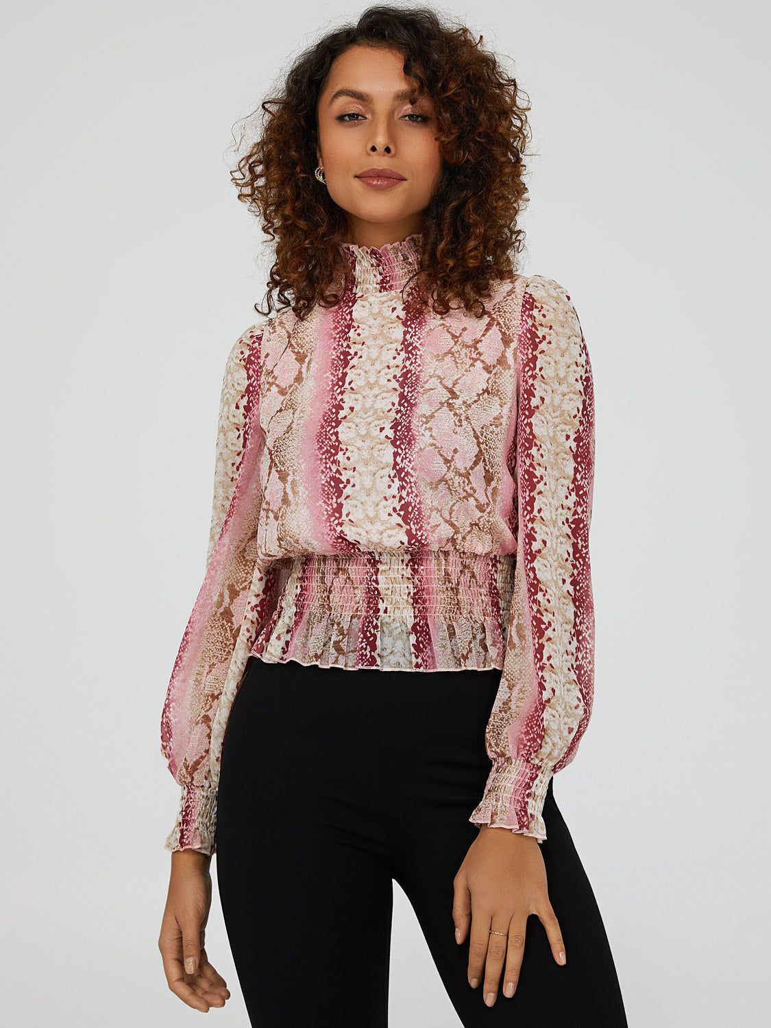 Smocked Printed Chiffon Top sold by Suzy Shier product image thumbnail 2