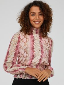 Smocked Printed Chiffon Top sold by Suzy Shier