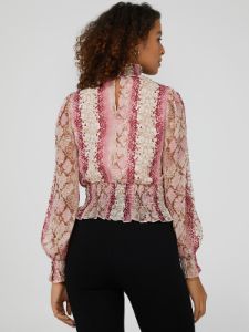 Smocked Printed Chiffon Top sold by Suzy Shier