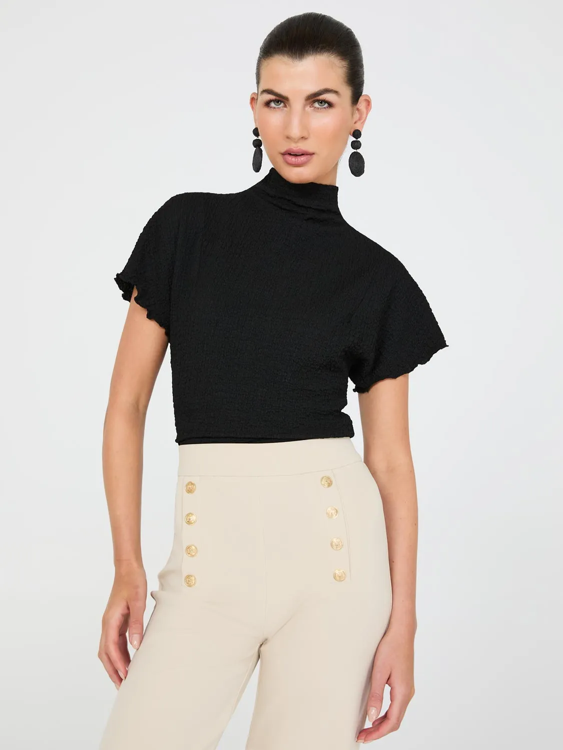 Short Dolman Sleeve Textured Mock Neck Top sold by Suzy Shier product image thumbnail 2