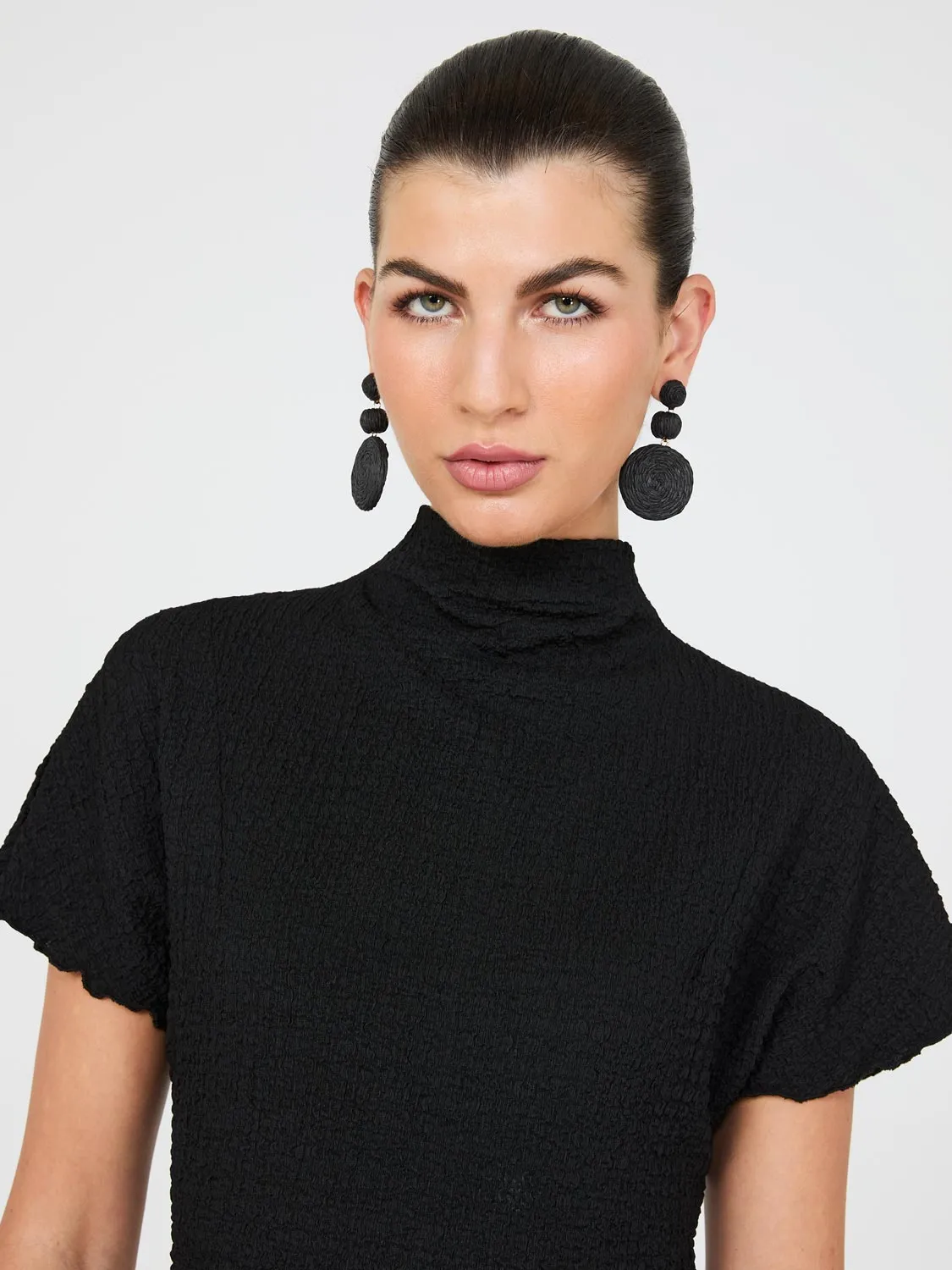 Short Dolman Sleeve Textured Mock Neck Top sold by Suzy Shier product image thumbnail 3