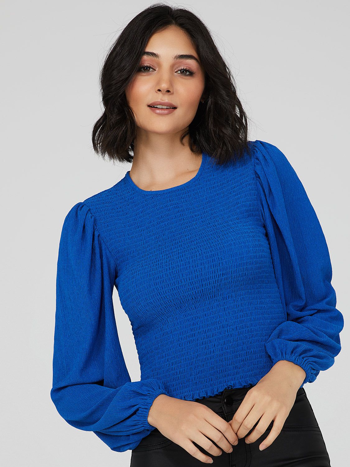 Smocked Voluminous Sleeve Top sold by Suzy Shier product image thumbnail 2