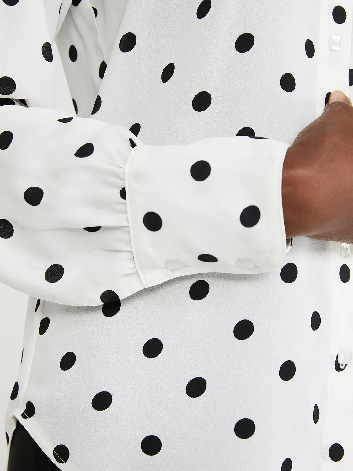 Dot Print Chiffon Button-Front Blouse sold by Suzy Shier product image thumbnail 3