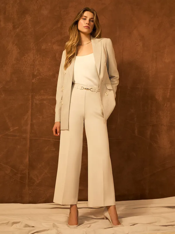 Cropped Wide-Leg Pants With Gold Hardware sold by Suzy Shier