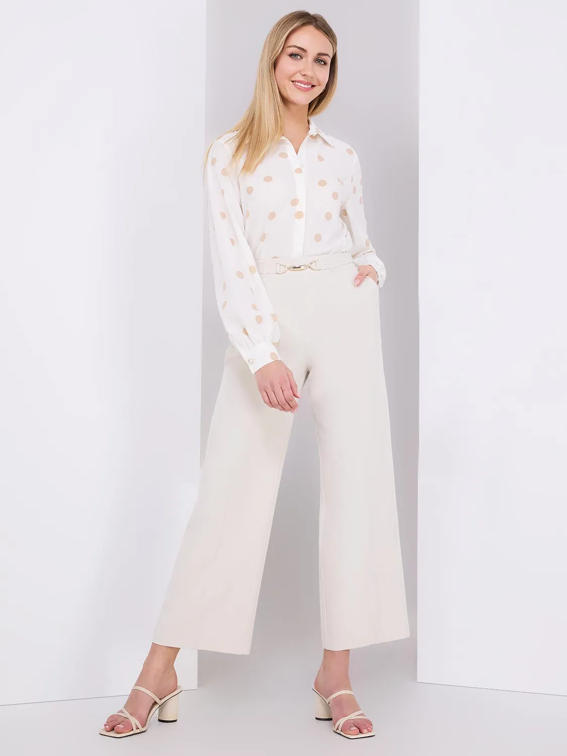 Cropped Wide-Leg Pants With Gold Hardware sold by Suzy Shier product image thumbnail 2