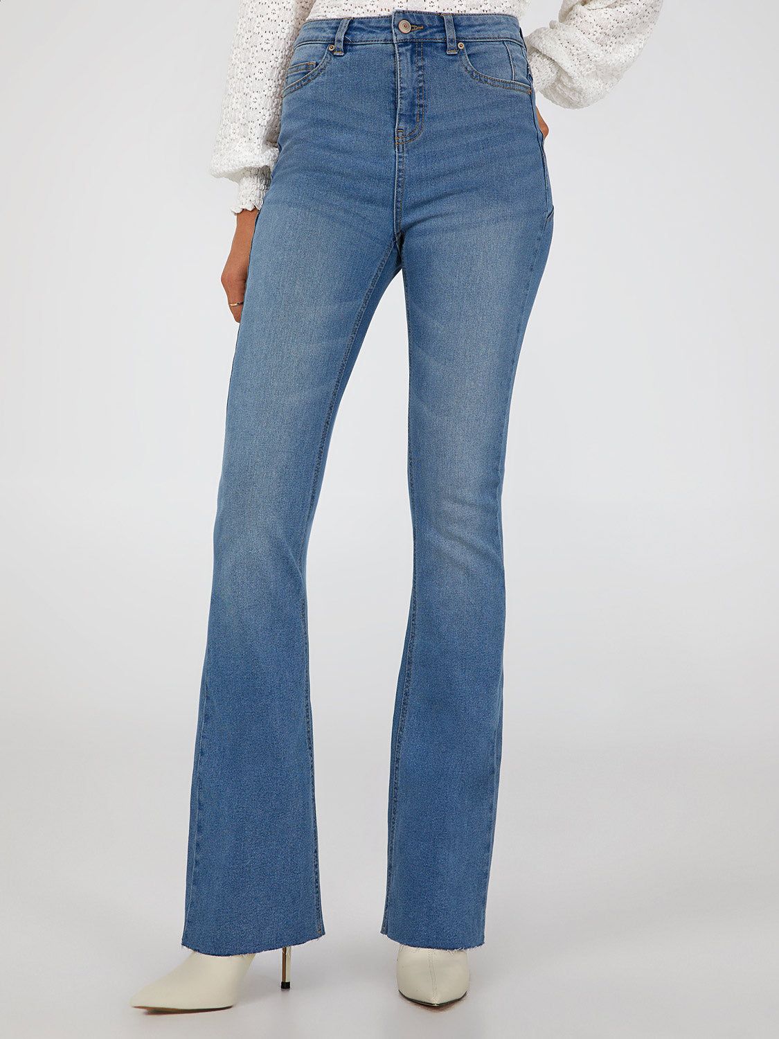 High Waisted Flare Leg Jeans sold by Suzy Shier