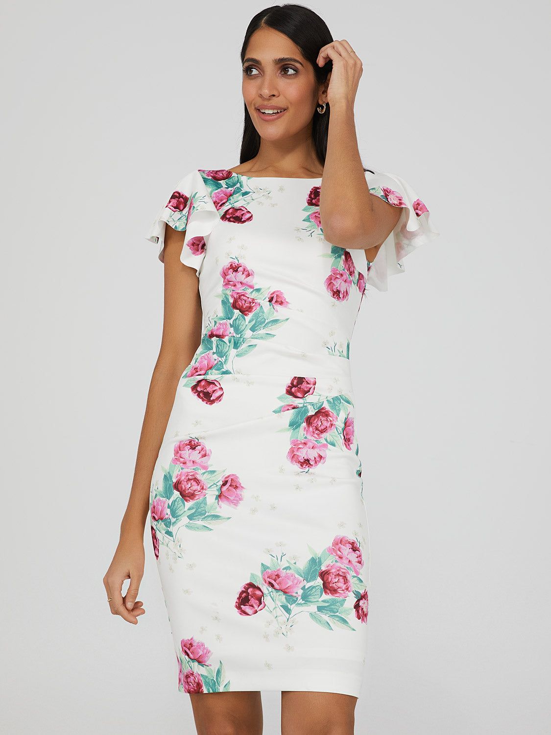 Flutter Sleeve Printed Scuba Dress sold by Suzy Shier product image thumbnail 2