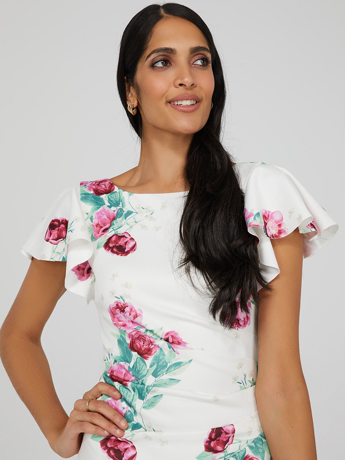 Flutter Sleeve Printed Scuba Dress sold by Suzy Shier product image thumbnail 3