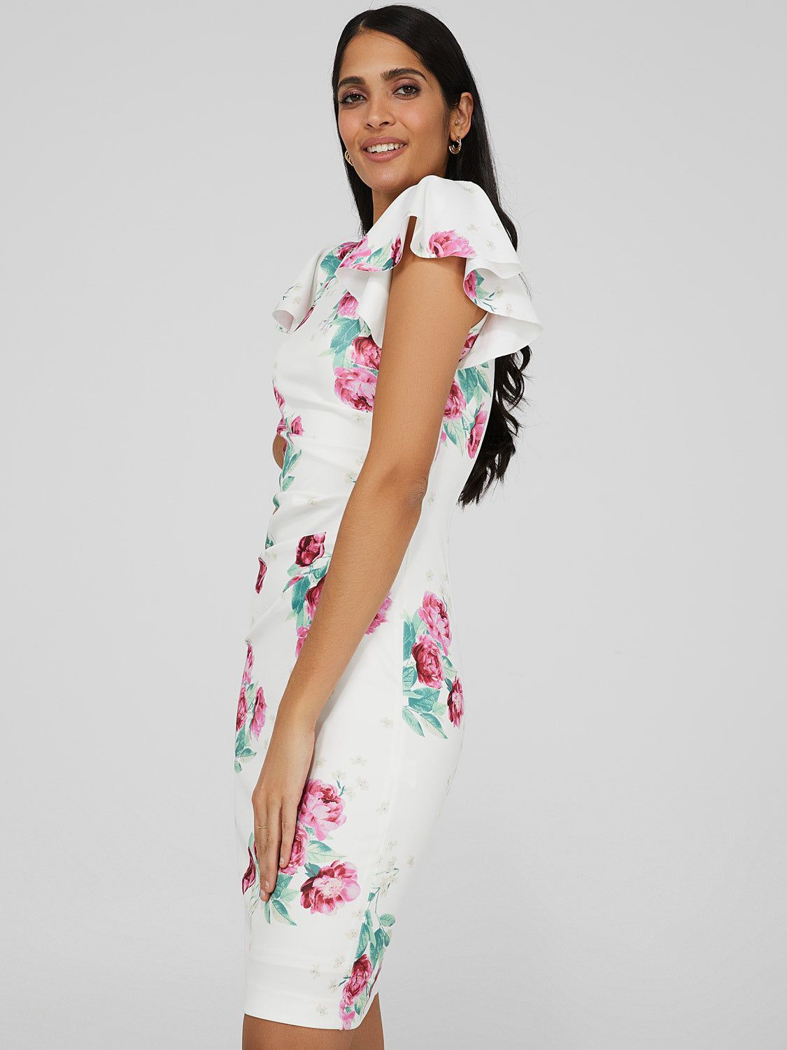 Flutter Sleeve Printed Scuba Dress sold by Suzy Shier product image thumbnail 4