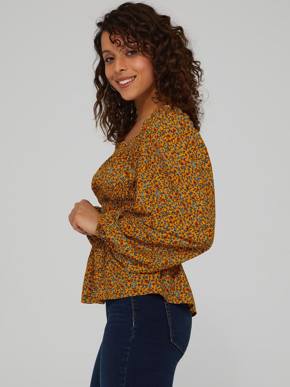 Puff Sleeve Peasant Top sold by Suzy Shier product image thumbnail 4