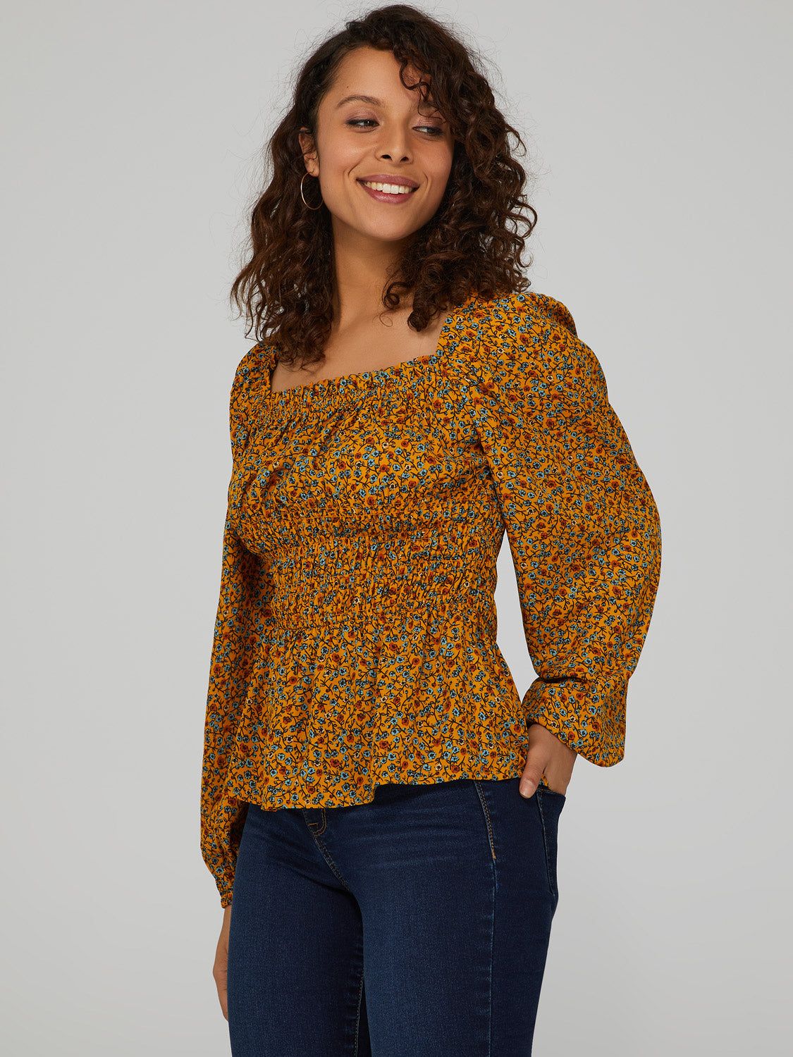 Puff Sleeve Peasant Top sold by Suzy Shier product image thumbnail 3