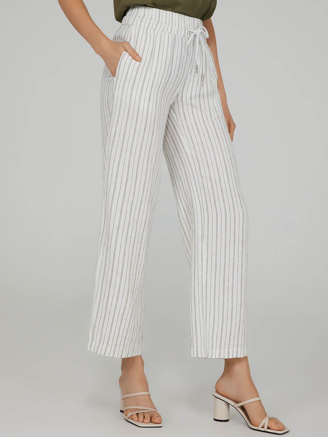 Striped Linen Wide Leg Pants sold by Suzy Shier product image thumbnail 2