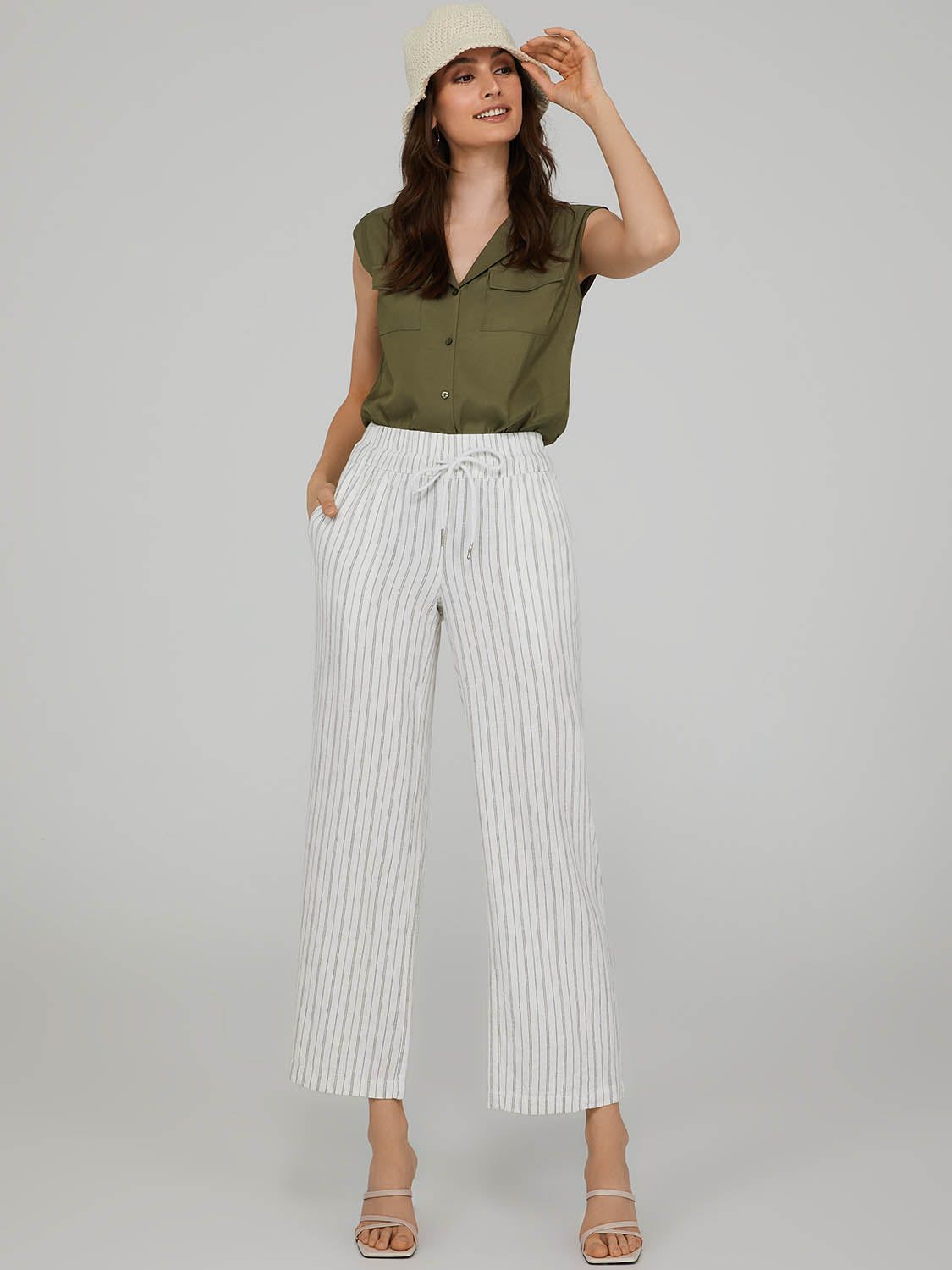 Striped Linen Wide Leg Pants sold by Suzy Shier