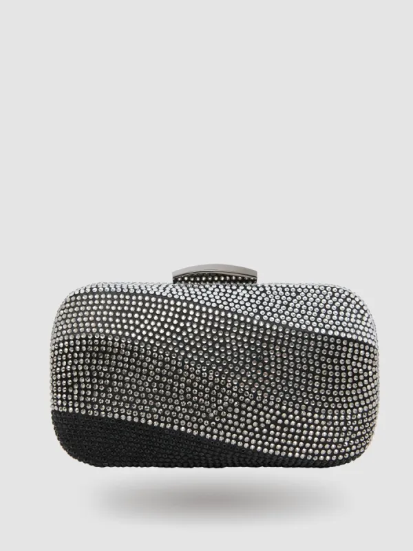 Rhinestone Minaudiere With Jewelled Top Closure sold by Suzy Shier