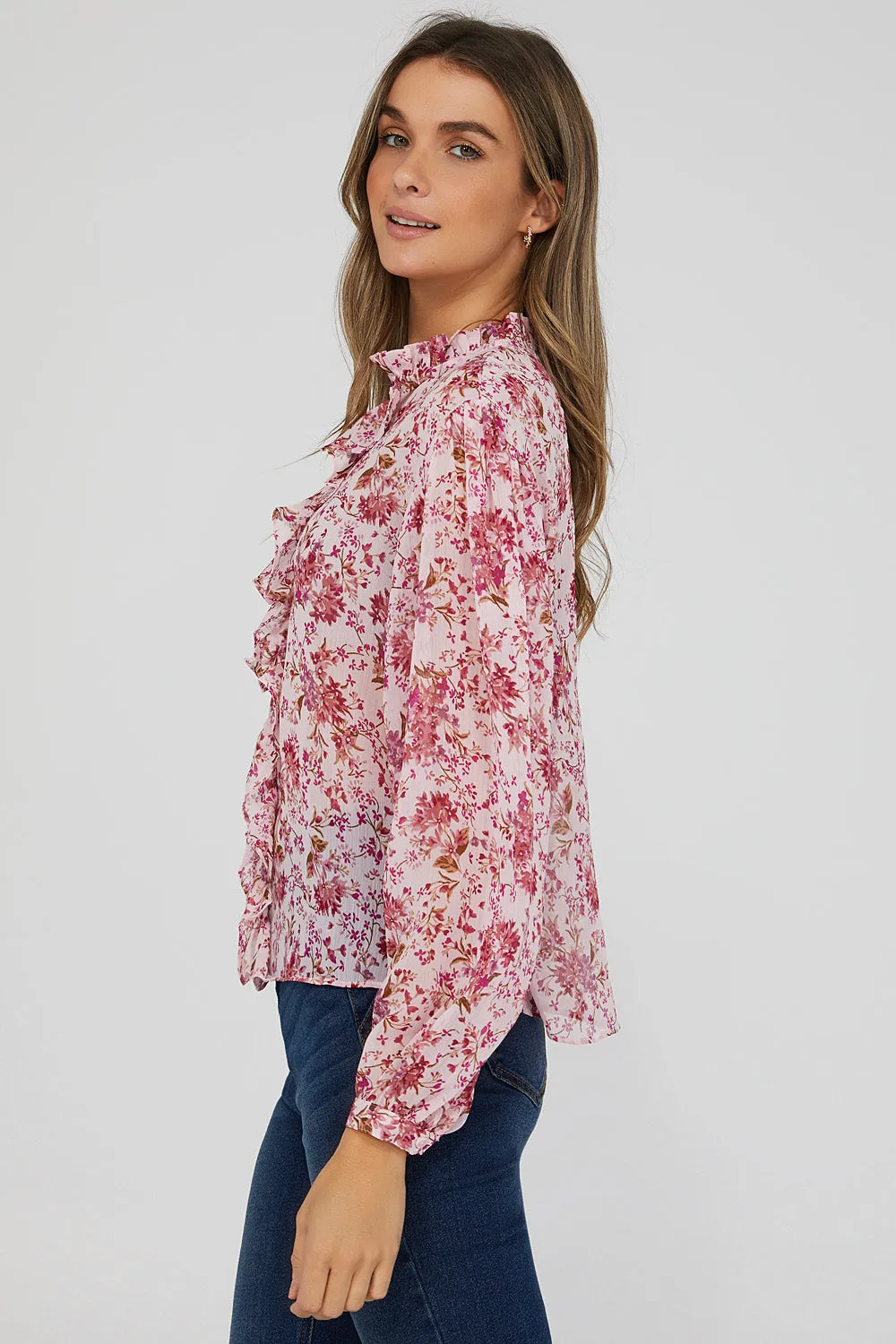 Printed Ruffled Long Sleeve Blouse sold by Suzy Shier product image thumbnail 4