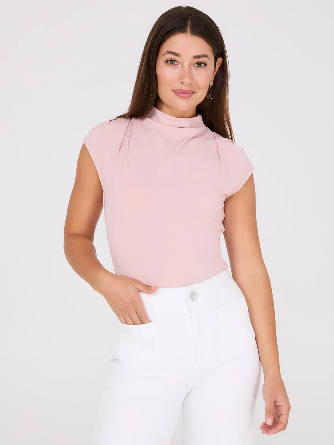 Extended Sleeve Funnel Neck Top sold by Suzy Shier