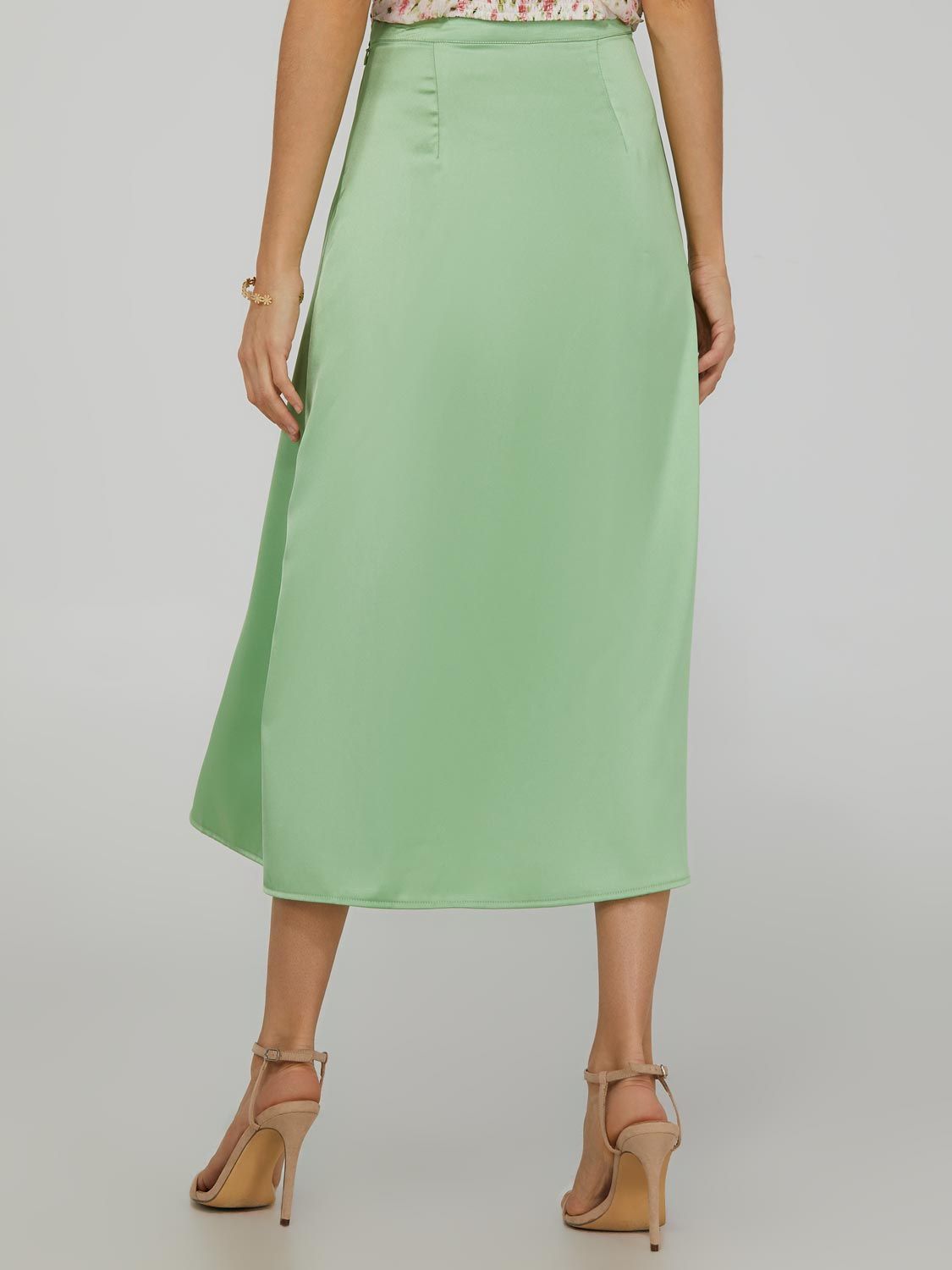 High Waisted Satin Skirt With Front Slit sold by Suzy Shier product image thumbnail 4