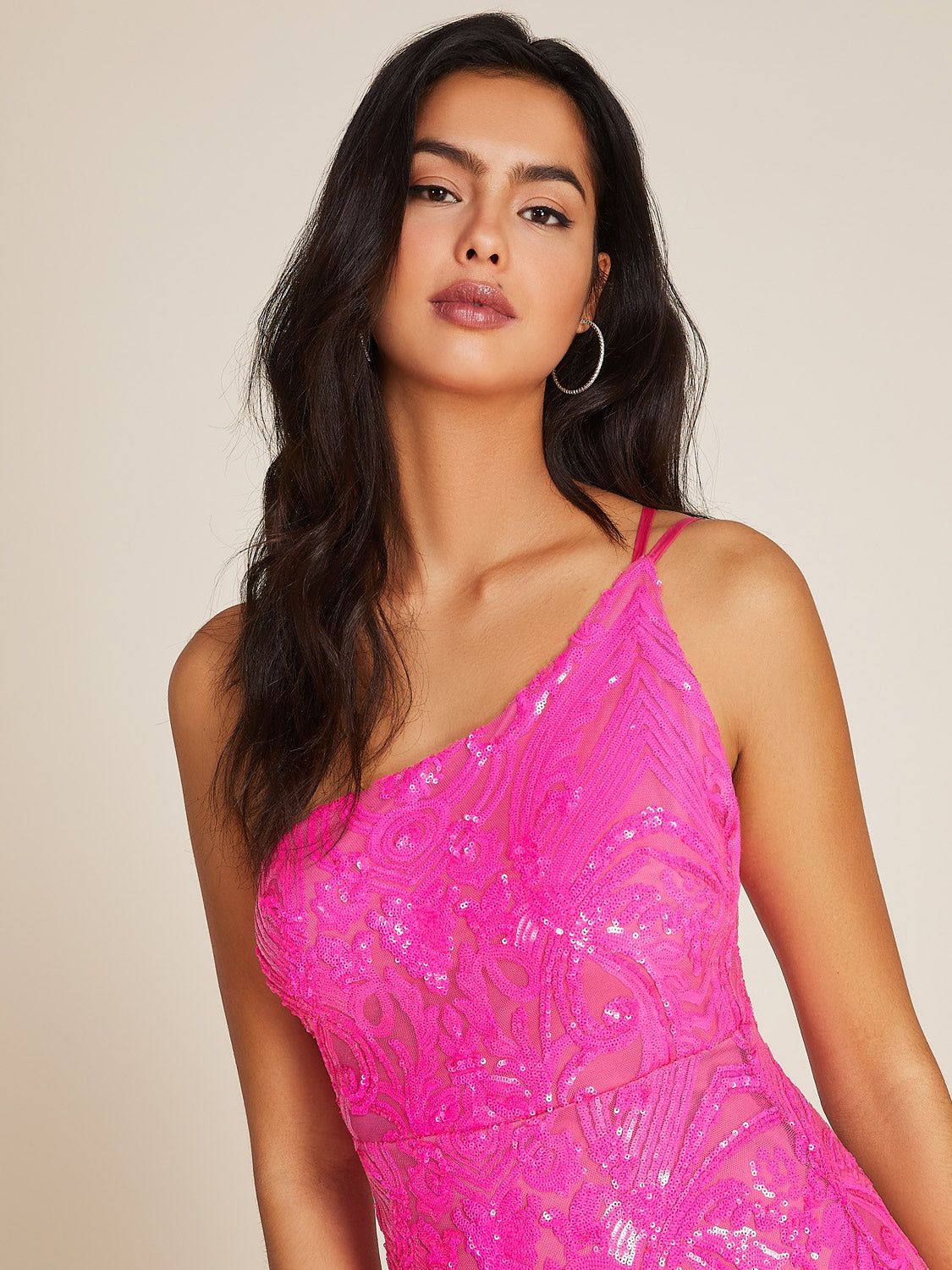 Sequin Mesh One-Shoulder Gown sold by Suzy Shier product image thumbnail 2