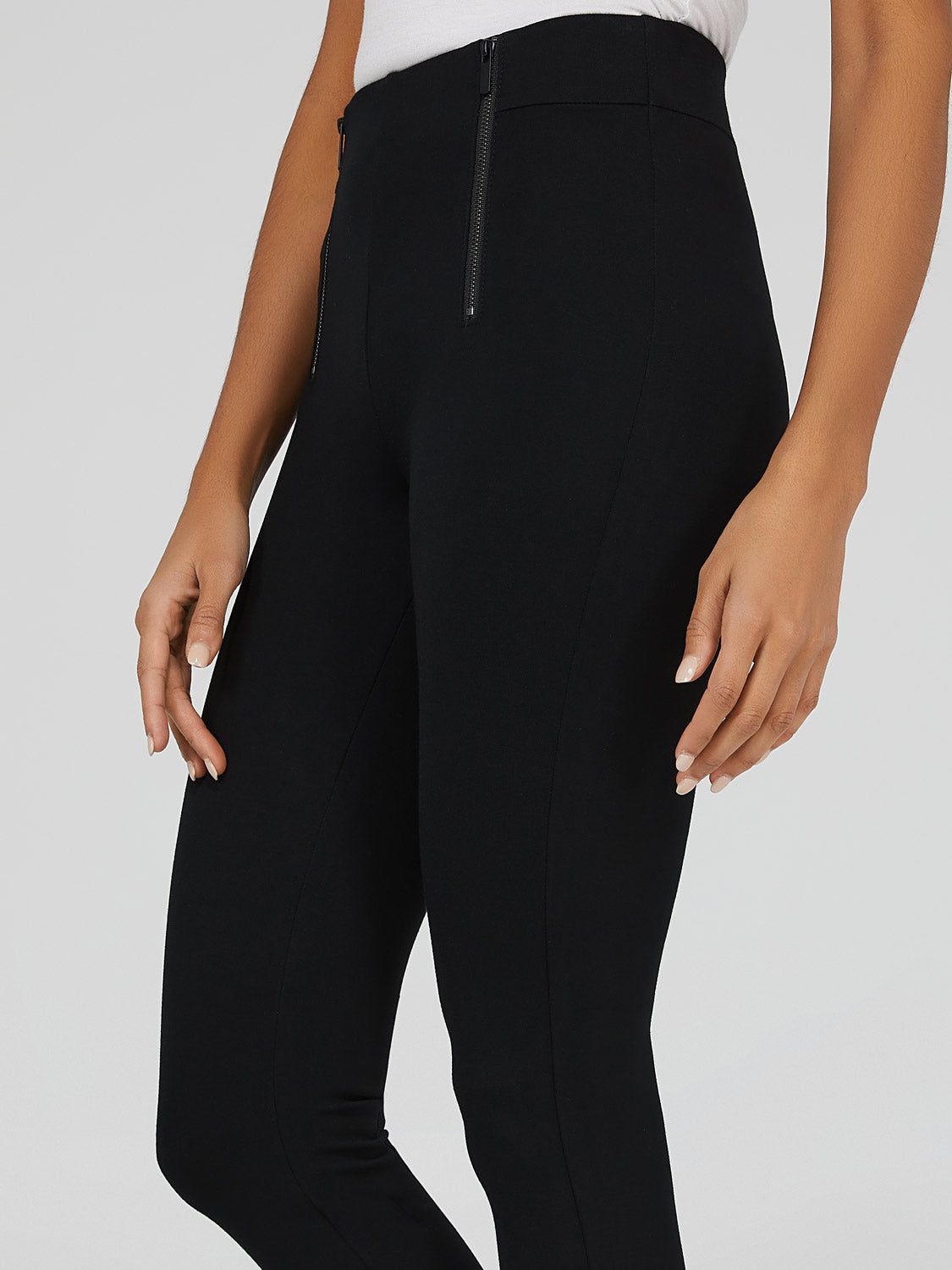 High-Waisted Skinny Pants With Zipper Details sold by Suzy Shier product image thumbnail 2