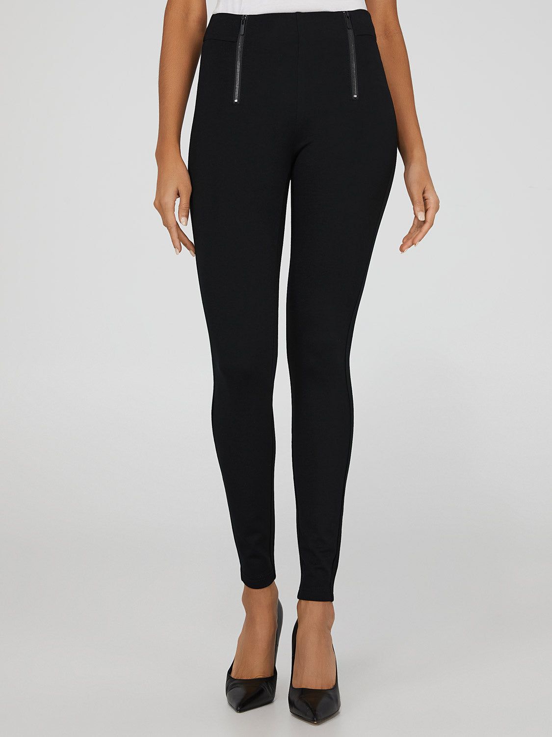 High-Waisted Skinny Pants With Zipper Details sold by Suzy Shier