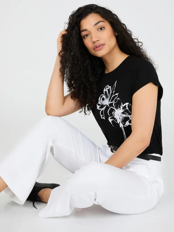 Floral Print Graphic T-Shirt sold by Suzy Shier
