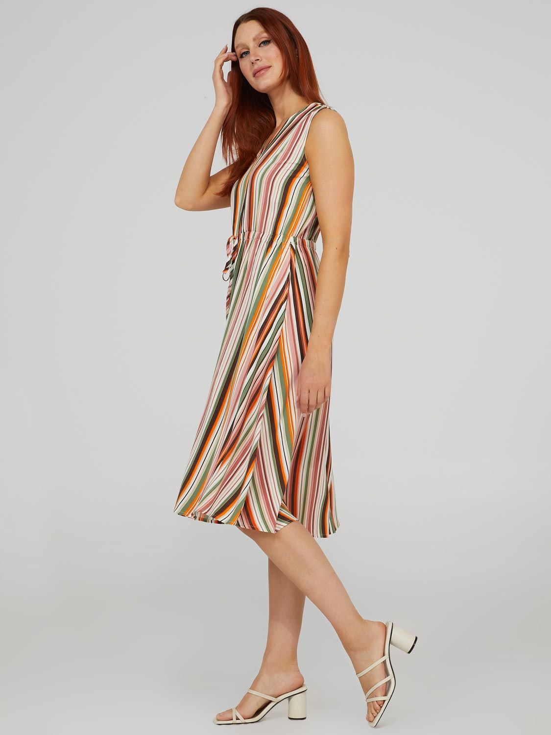 Striped Midi Dress With A-Line Skirt sold by Suzy Shier product image thumbnail 4