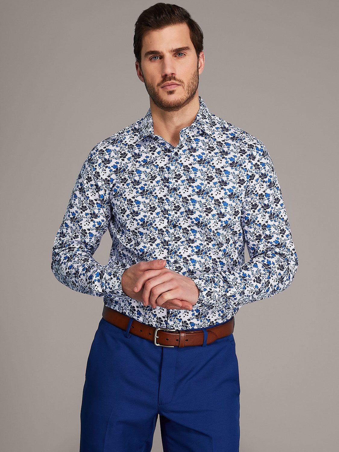 Floral Printed Slim Fit Dress Shirt sold by Suzy Shier