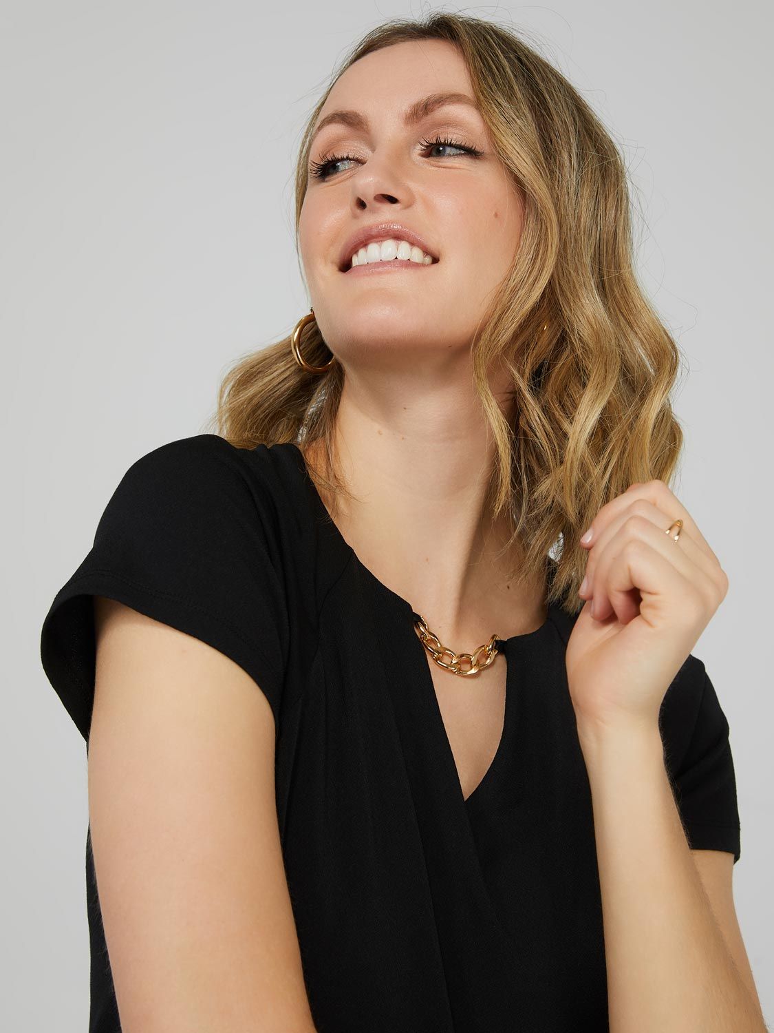 Raglan Sleeve Top With Chain Cut-Out Detail sold by Suzy Shier product image thumbnail 5