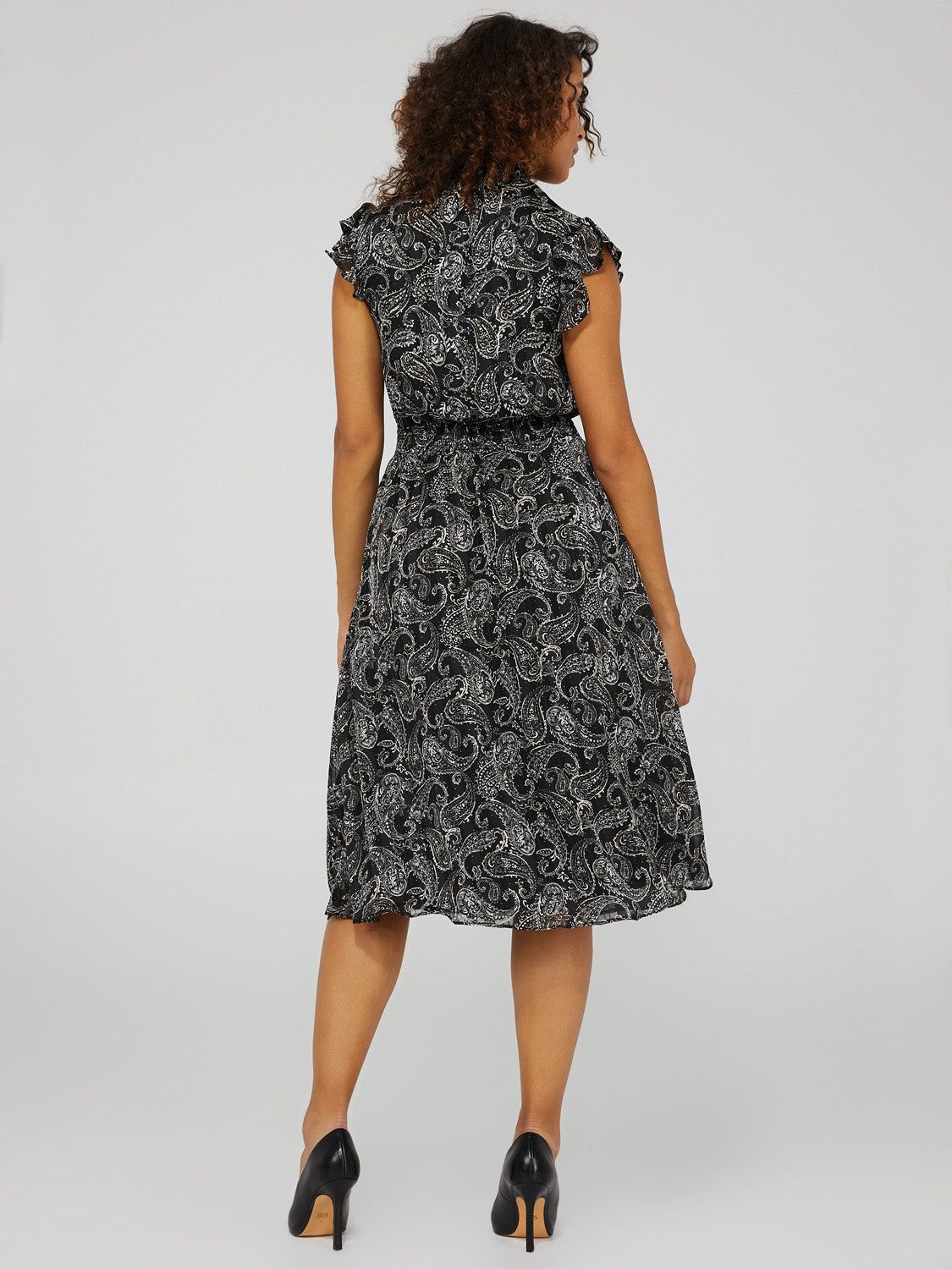 Paisley Print Smocked Midi Dress With Flutter Shoulder sold by Suzy Shier product image thumbnail 5