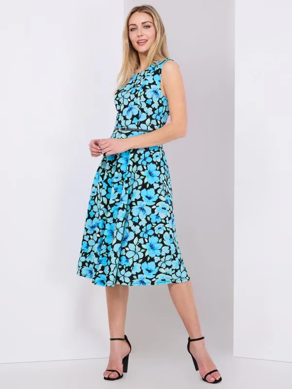 Sleeveless Printed Belted Dress sold by Suzy Shier