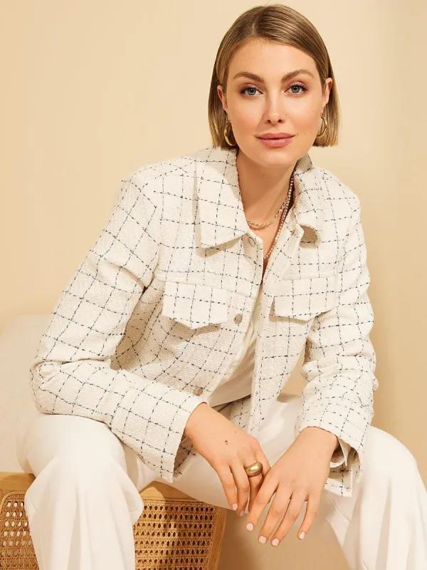 Cropped Boucle Shacket sold by Suzy Shier