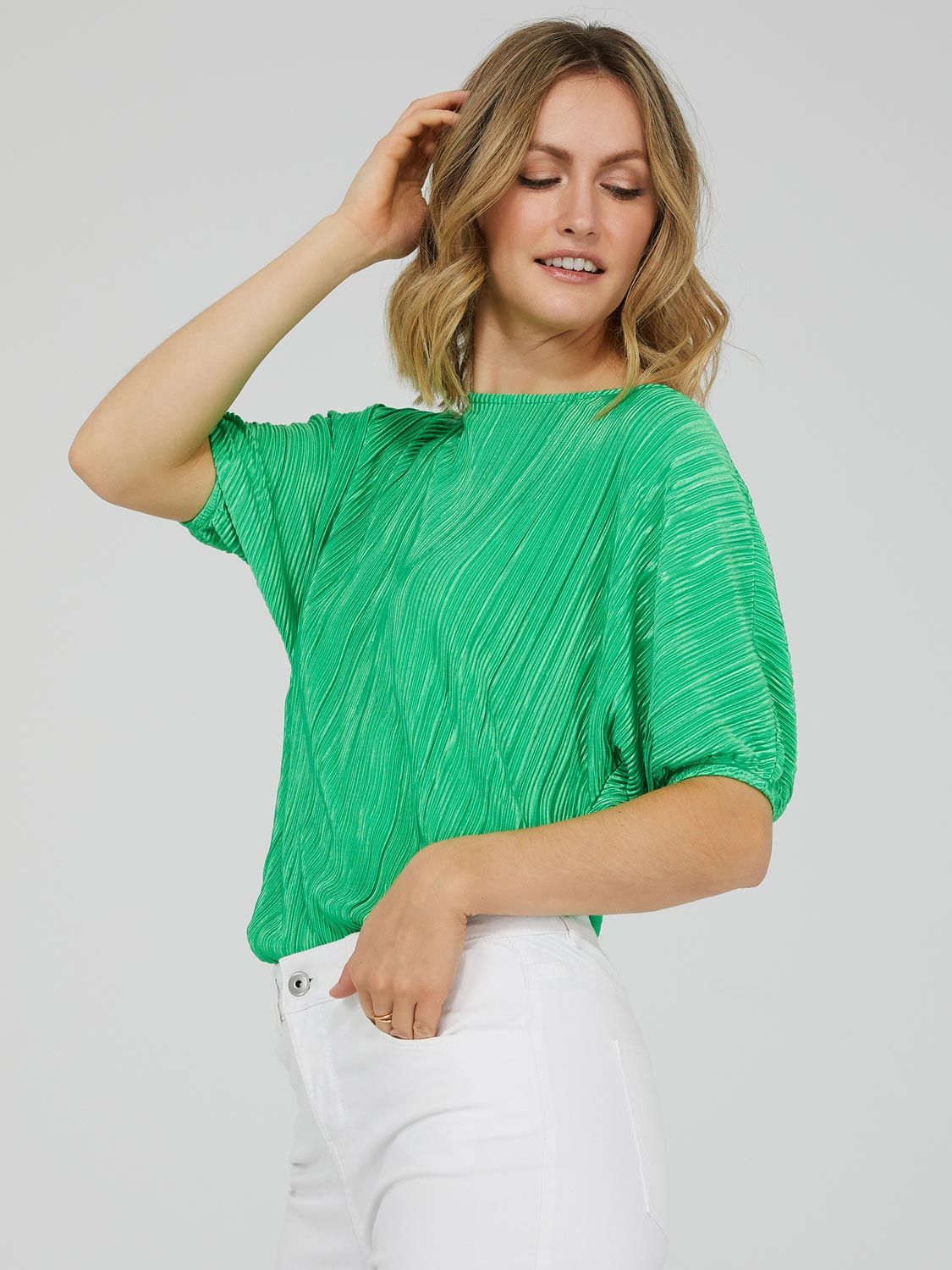 Pleated Dolman Sleeve Round Neck Top sold by Suzy Shier product image thumbnail 4