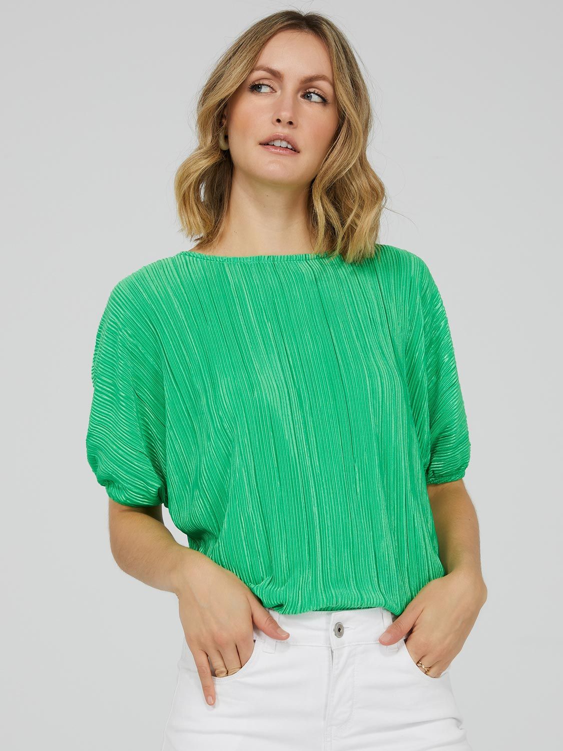 Pleated Dolman Sleeve Round Neck Top sold by Suzy Shier product image thumbnail 3