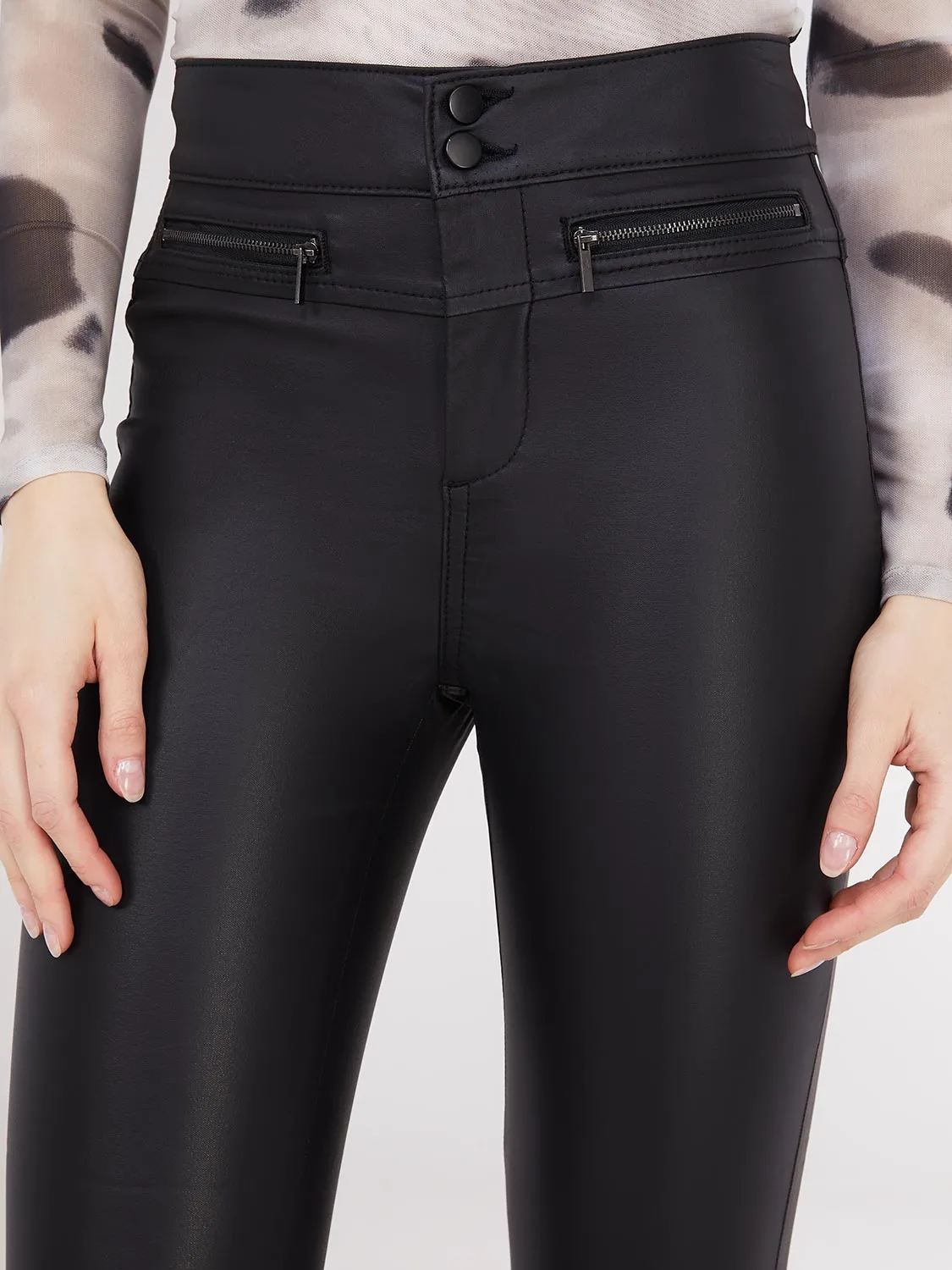 Coated Skinny-Leg Jeans With Zipper Details sold by Suzy Shier product image thumbnail 2