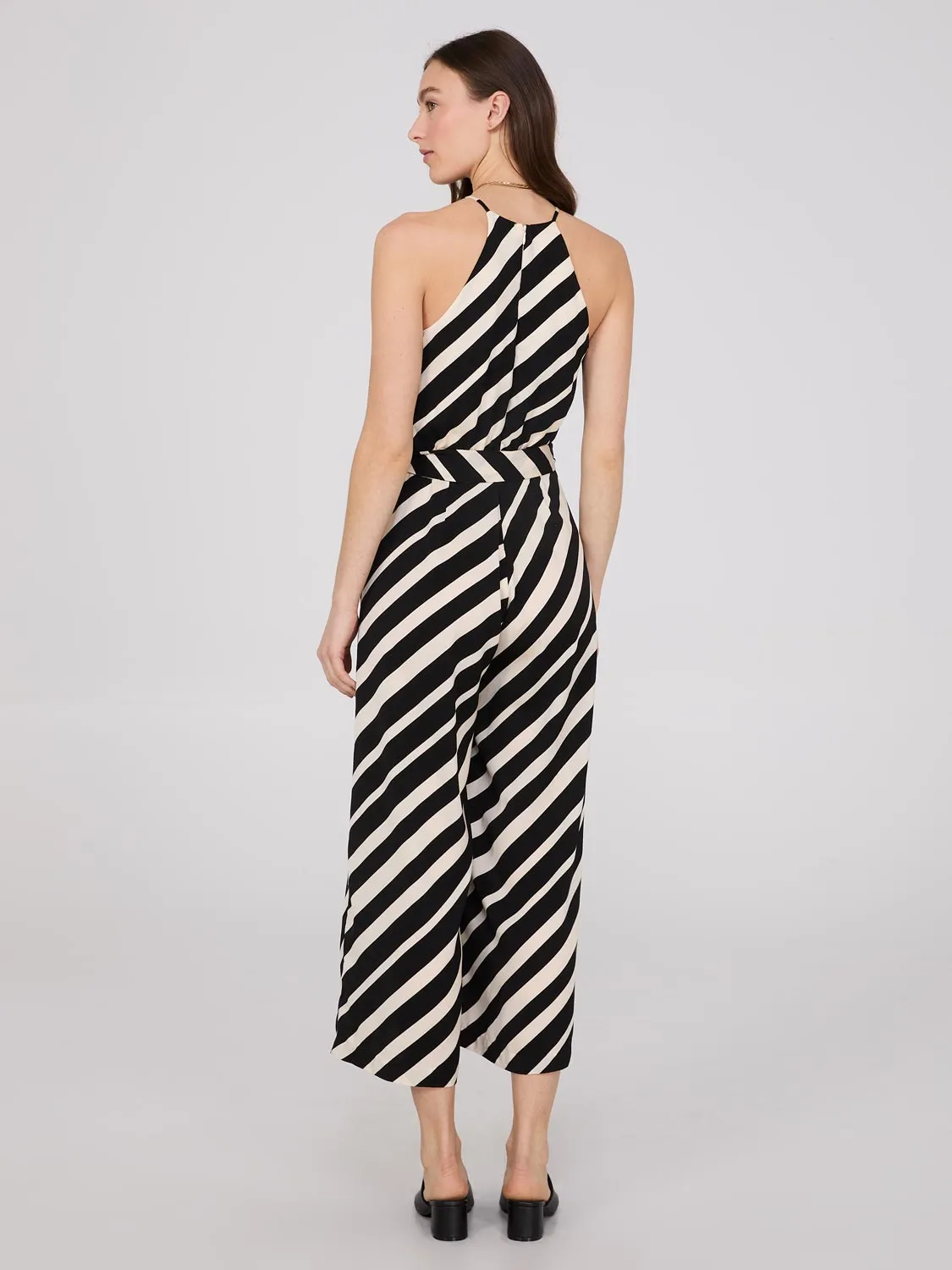 Striped Satin Halter Neck Jumpsuit sold by Suzy Shier product image thumbnail 4