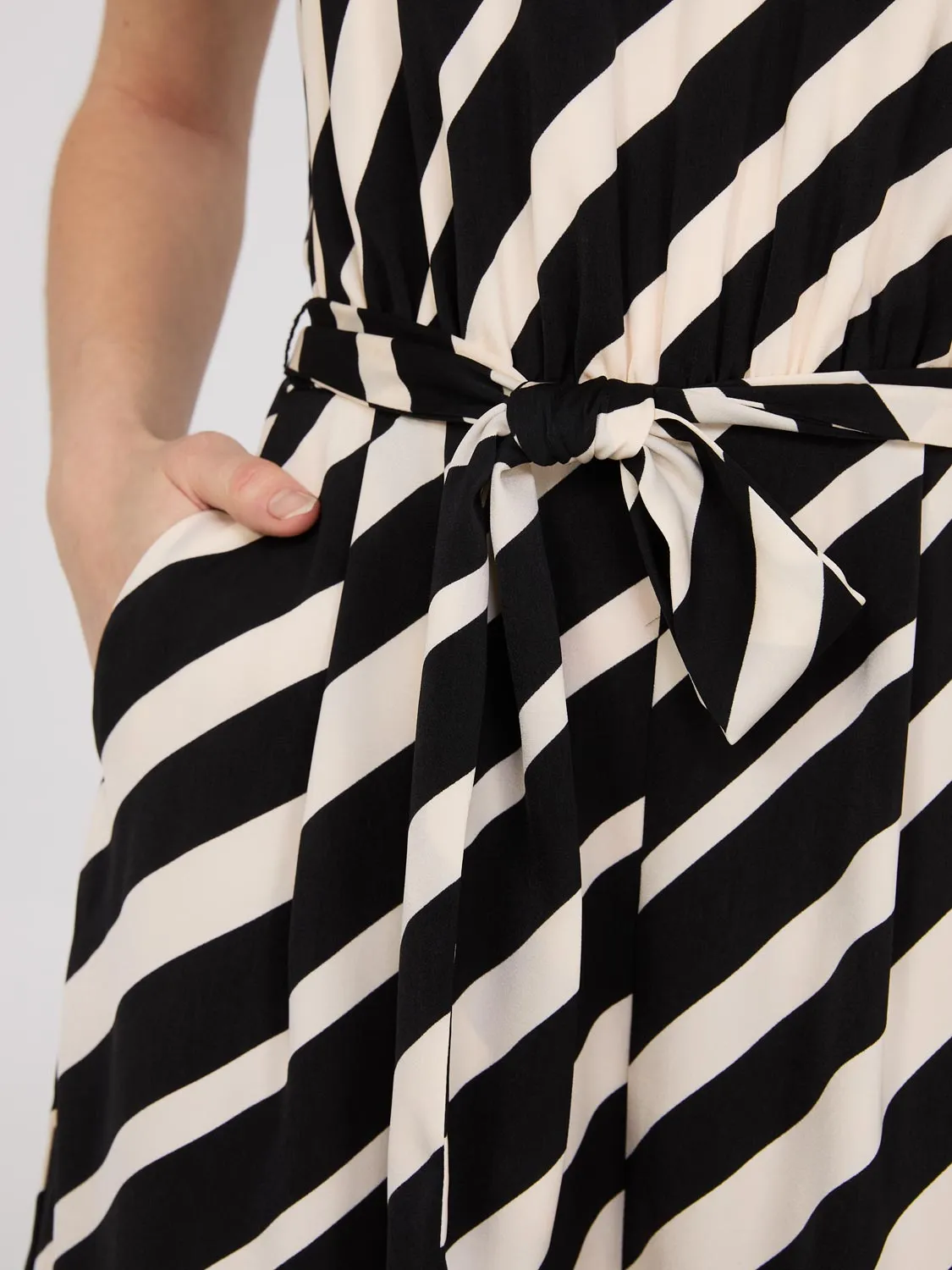 Striped Satin Halter Neck Jumpsuit sold by Suzy Shier product image thumbnail 3